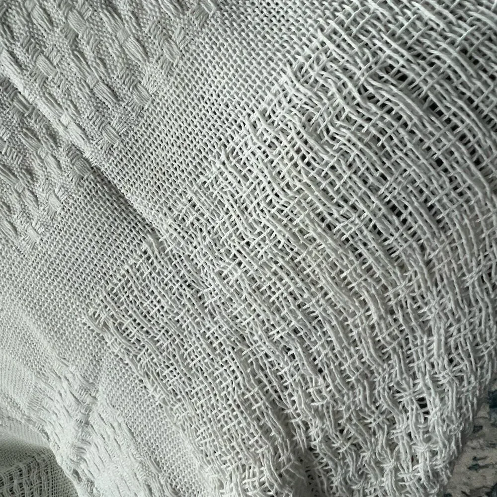 Throw Blanket In Off White tassels decor NWOT